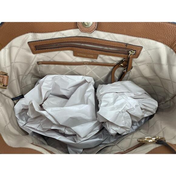 Michael Kors BEDFORD LEGACY MEDIUM CONVERTIBLE SATCHEL Luggage Pebbled Leather - Picture 2 of 5